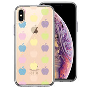 iPhoneX iPhoneXS 側面ソフト 背面ハード ハイブリッド クリア ケース 林檎 りんご apple 水玉