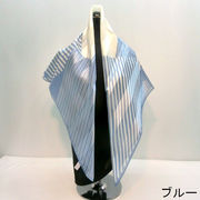 【日本製】【スカーフ】シルクサテンストライプ生地パッチライン柄日本製四角大判スカーフ
