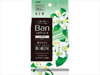 【販売終了】Ban 爽感さっぱりシャワーシート ノンパウダータイプ シトラスフローラルの香り 36枚