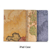 iPadケース PUレザー 折りスタンド クラシックな古地図  保護 スタンド機能 カードポケット ３色