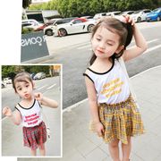 新作 韓国子供服 キッズ 女の子  Tシャツ+スカート2点セット セットアップ チョッキ