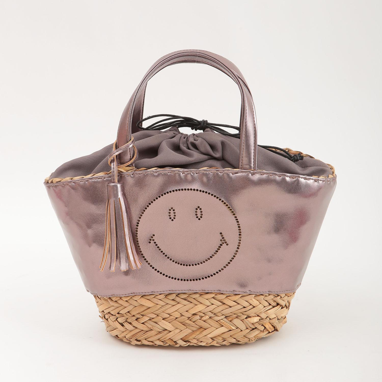 SALE【COOCO】SMILEY/フェイクレザーかごトートバッグ