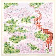 【ご紹介します！安心の日本製！友禅刺繍 刺繍ハンカチ】伏見稲荷　ピンク