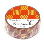 【新登場！安心の日本製！和紙マスキングテープ Kimono美シリーズ 禅】市松１５ｍｍ