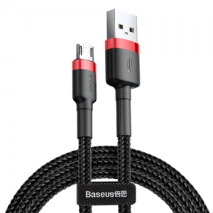 USBケーブル USB～MicroUSB 長さ1m レッド/ブラック