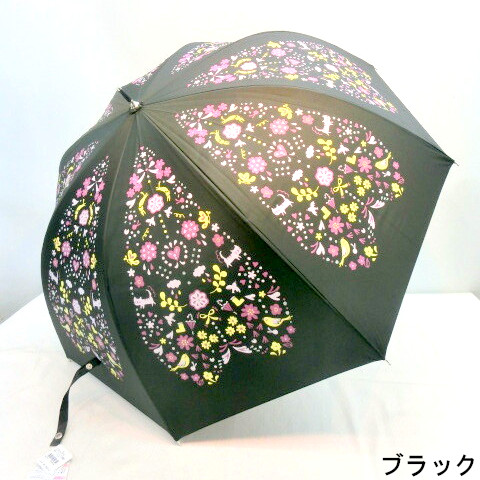 【雨傘】【長傘】ドーム型ラメ入アニグラム柄細巻ジャンプ傘