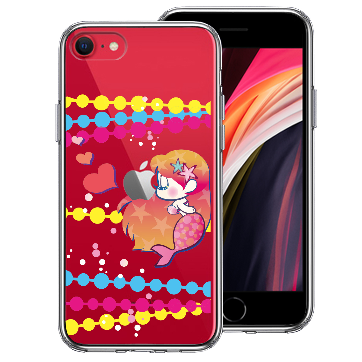 iPhoneSE(第3 第2世代) 側面ソフト 背面ハード ハイブリッド クリア ケース Young mermaid 2