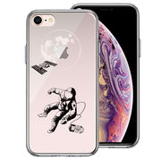 iPhone8 側面ソフト 背面ハード ハイブリッド クリア ケース 宇宙飛行士 地球
