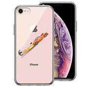 iPhone7 iPhone8 兼用 側面ソフト 背面ハード ハイブリッド クリア ケース レーシングカー 車 オレンジ