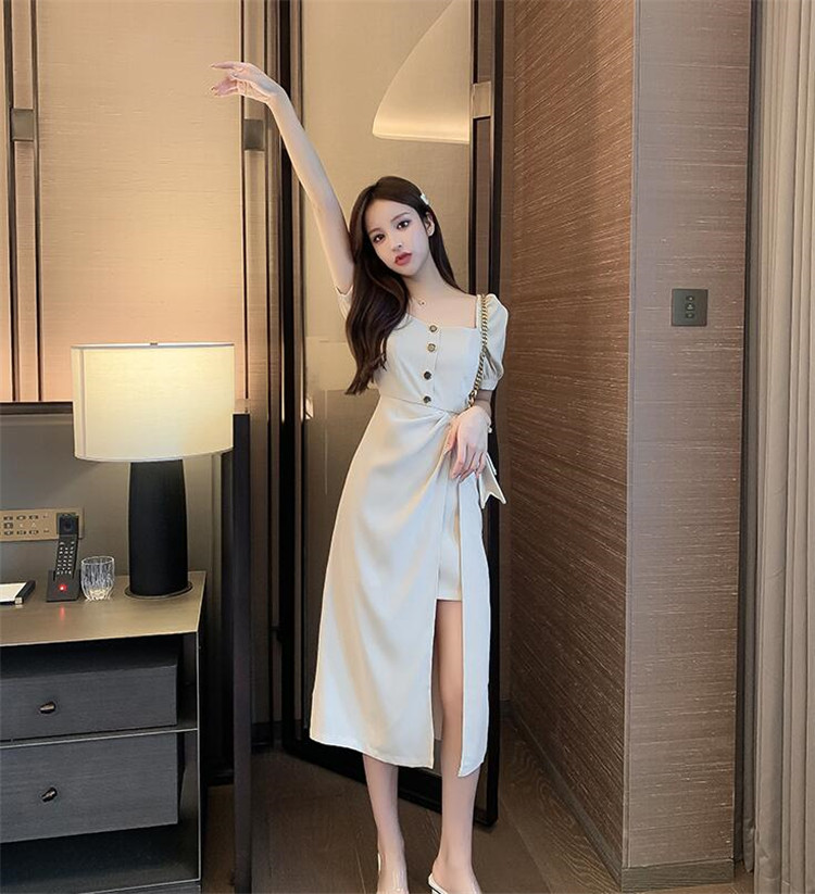 おしゃれマスターの着こなし 韓国ファッション 2020年夏 INSスタイル 新作 レトロ 気質 スクエアネック