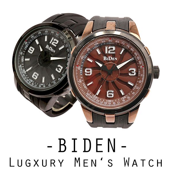 【BIDEN バイデン】日本製CITIZENムーブメント 日常生活防水 ぐるぐる時計 重量感 BD012 メンズ腕時計