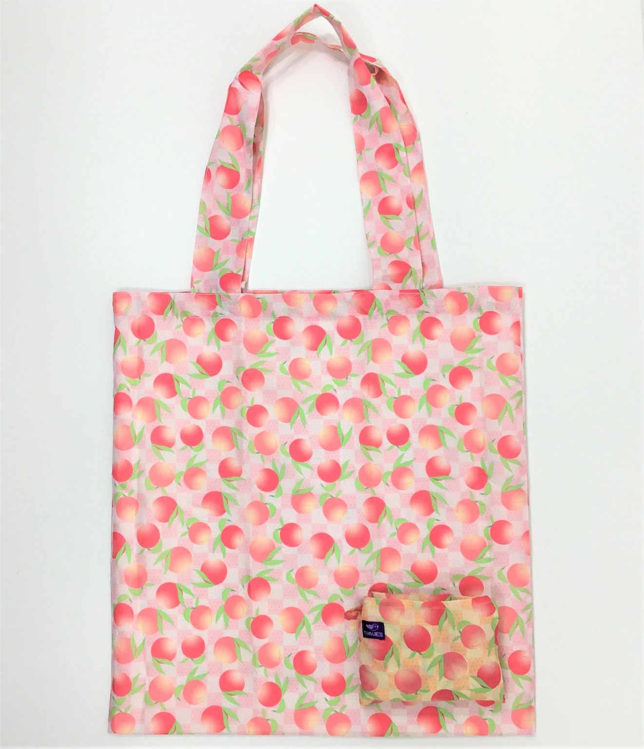 【在庫限り】【和雑貨】【和土産】エコバッグ　日本製　お買い物袋　桃　ピーチ　ピンク