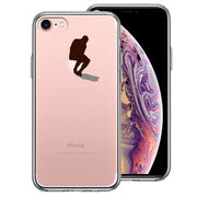 iPhone7 側面ソフト 背面ハード ハイブリッド クリア ケース りんご で 考える人