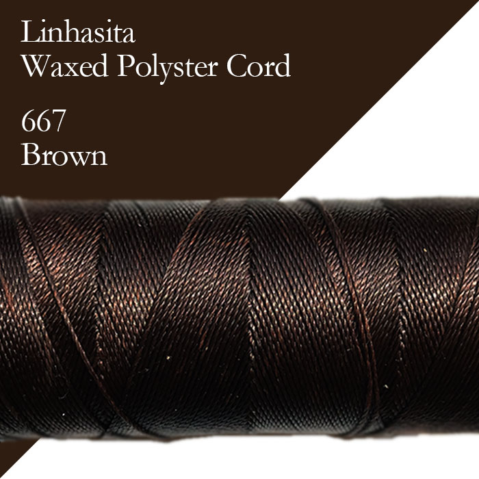 ワックスコード LINHASITA社製 ブラウン/太さ0.75mm 長さ約210m/ ロウ引き紐 #667