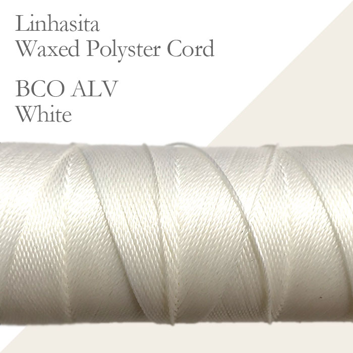 ワックスコード LINHASITA社製 ホワイト/太さ1.0mm 長さ約160m/ ロウ引き紐 #BCOALV