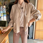 魅力100％完璧な体型カバー 韓国ファッション ポケット ジャケット コート 短いスタイル ゆったりする