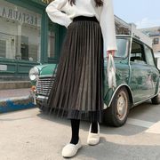 　ロングスカート　チュールスカート　気質　シンプル　秋冬　レディース　ファッション