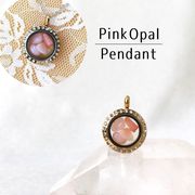 ペンダントトップ　石有ゴールド　ピンクオパール　小　キューピッドストーン　ピンク　ネックレス