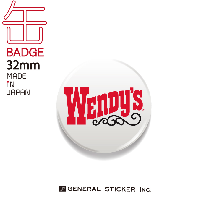 ウェンディーズ 缶バッジ 32mm WHITE WENDY'S ライセンス商品 WEN027 2020新作