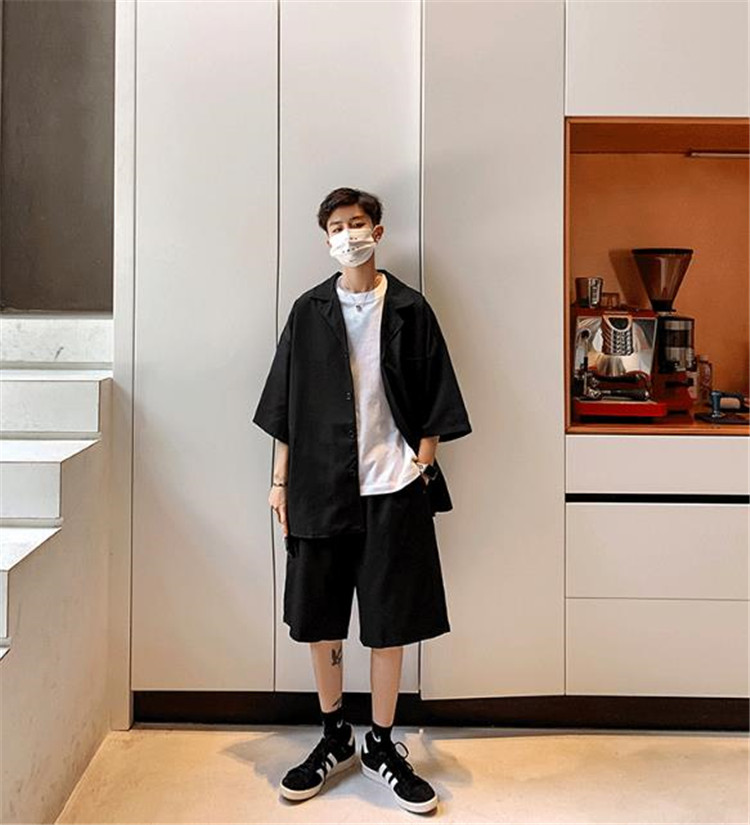 独特の存在感。韓国ファッション 新品 半袖 コート 薄い 気質 カジュアル ショートパンツ 2点セット