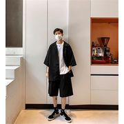 独特の存在感。韓国ファッション 新品 半袖 コート 薄い 気質 カジュアル ショートパンツ 2点セット