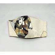 【ご紹介します！安心の日本製！正絹100％×日本の伝統美！】京友禅マスク M 歌舞伎C ベージュ
