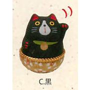 【和雑貨】【かわいい縁起物】（小）ゆらゆら招き猫（３種）／c.黒
