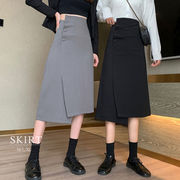 【日本倉庫即納】 大きいサイズ レディース 不規則 スカート ハイウエスト Aラインスカート