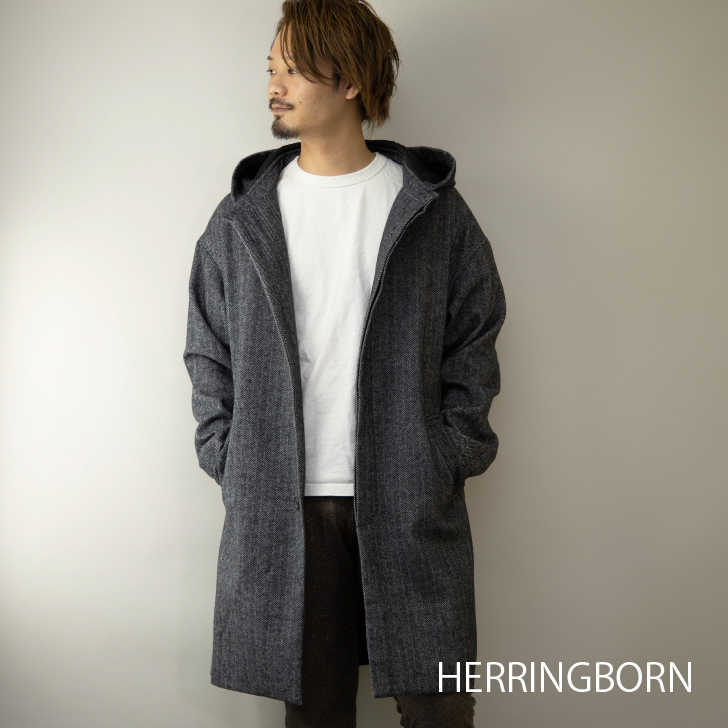 秋冬新作 ロングコート メンズ ウール メルトン フードデット フード チェック柄 オーバーコート アパレル 佐藤正 株式会社 問屋 仕入れ 卸 卸売の専門 仕入れならnetsea