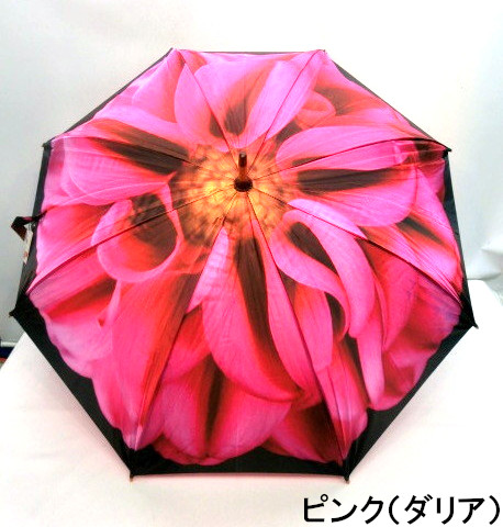 【雨傘】【長傘】アート傘シリーズ薔薇・ダリヤ・ヒマワリ・ディジー柄手開き傘