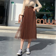 洗練されたシルエット。韓国ファッションウール ボタンメッシュ スカート 百掛け  Aラインスカート