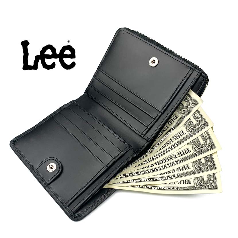 二つ折り財布 メンズ  0520528 Lee リー ラウンドファスナー