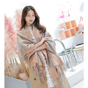 大判ストール　レディース　カシミヤ　チェック柄　秋冬暖かくストール