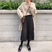 カジュアルスタイルを旬に変える 秋 韓国版 プリーツスカート 中・長セクション 暖かい カジュアル