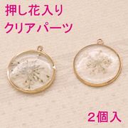 48%OFF　押し花入りクリアパーツ　（丸）　2個入り 即納