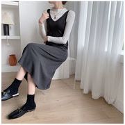 韓国ファッション 快適である ニット ベストスカート  中・長セクション スリム 百掛け シンプル