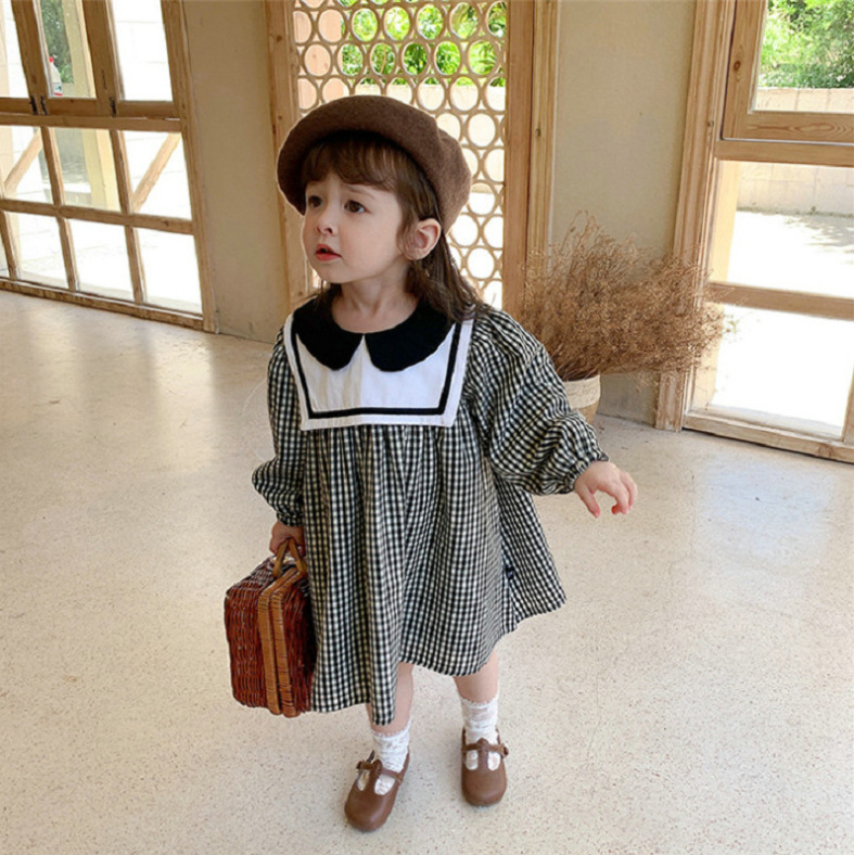 人気商品 女の子 スカート チェック柄 ワンピース 新作 子供服 3-8歳 韓国子供服 キッズ服