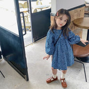女の子 スカート 花柄 パフスリーブ ワンピース お姫様ドレス 新作 子供服 3-8歳 韓国子供服