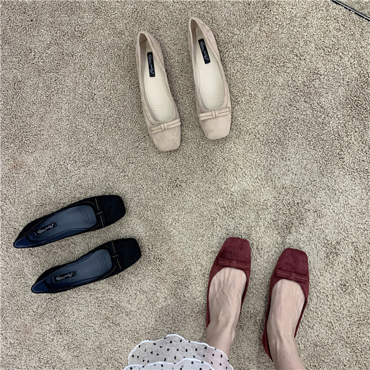 春夏準備応援ＳＡＬＥ 新色追加 韓国ファッション フラット百掛け 浅い口 蝶結び エンドウ豆の靴