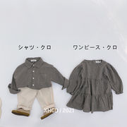 全3色 新作 チェック柄 ワンピースorシャツ コットン素材 女の子男の子 ボーイズ ガールズ キッズ 子供服