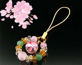 手彫り・桜花ストラップ