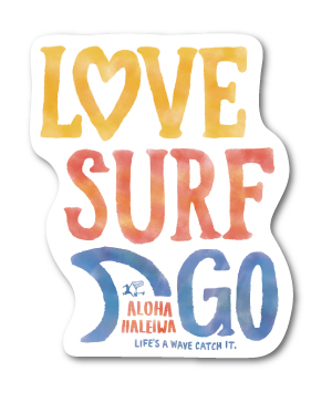 ハレイワハッピーマーケット ステッカー LOVE SURF HHM003 おしゃれ ハワイ