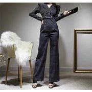 大人気商品  売り切れ続出 ハイエンド 気質 スーツの襟 チェック柄 職業 ファッション オールインワン