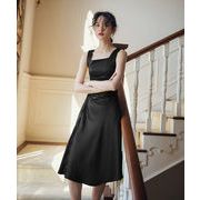 スクエアネック スカート ワンピース スッキリウェストライン キャミワンピース 韓国ファッション