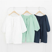 【お時間限定SALE】韓国ファッションシンプル 両面の着用 包帯 蝶結び ゆったりする 七分袖 シャツ