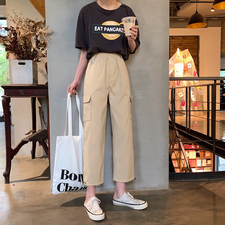 ワンランク上のコーデになる 韓国ファッション ポケット ブルマ 怠惰な風 九分丈パンツ カジュアルパンツ Watsons Biz Id