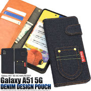 スマホケース 手帳型 Galaxy A51 5G SC-54A/SCG07用ポケットデニムデザイン手帳型ケース