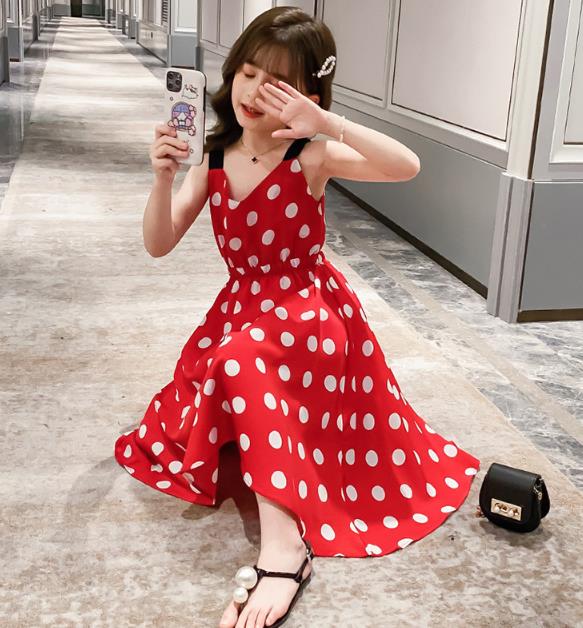 21春夏新作 キッズ ワンピース 子供服 吊りスカート 袖なし ドット ワンピース 110 160cm アパレル 福聖 合同会社 問屋 仕入れ 卸 卸売の専門 仕入れならnetsea
