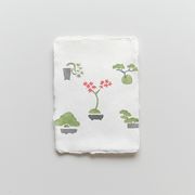 【ご紹介します！職人が伝統技法・型染で創作しました！】手摺り型染め因州和紙はがき 盆栽