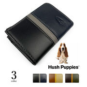 全3色 Hush Puppies ハッシュパピー リアルレザー トリコロールカラー ラウンドファスナー コインケース